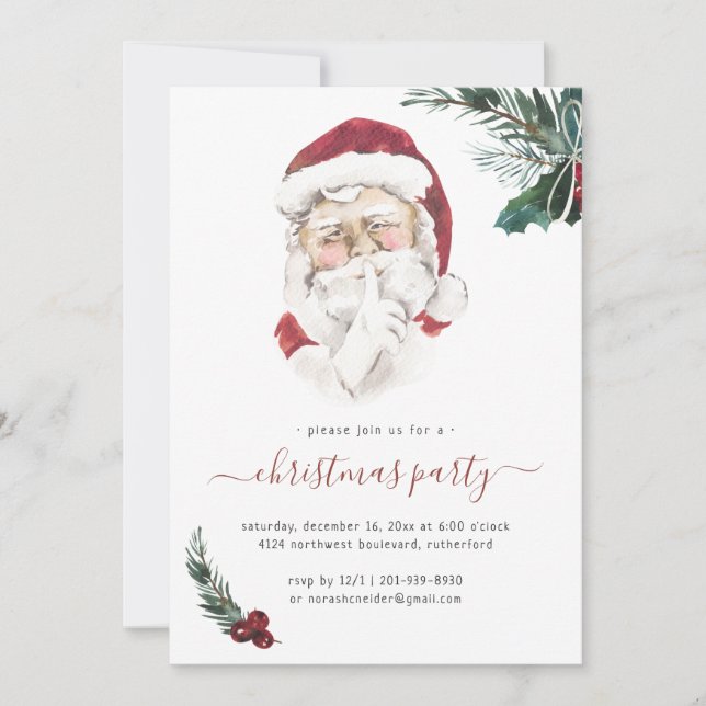 Vintage Santa Claus Christmas Party Invitation (Front)