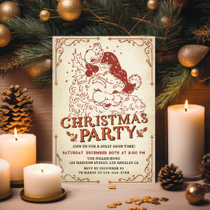 Vintage Santa Claus Christmas Party Invitation