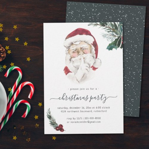 Vintage Santa Claus Christmas Party Invitation