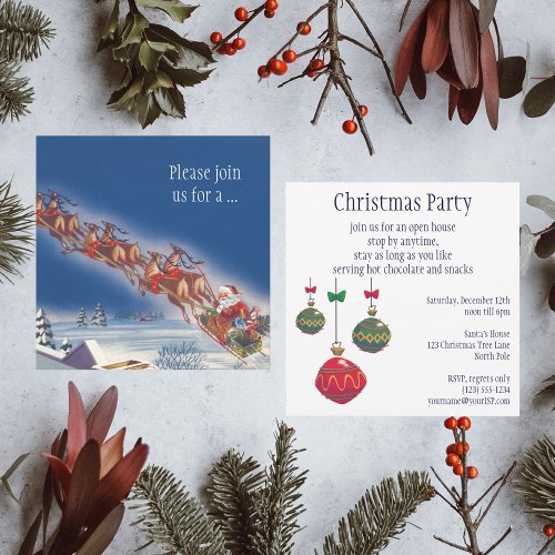 Vintage Santa Claus Christmas Party Invitation