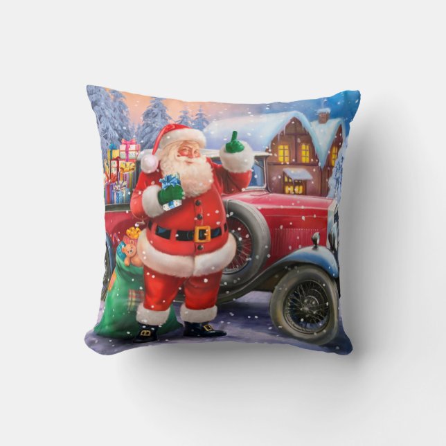 Vintage Santa claus christmas pillow (Front)