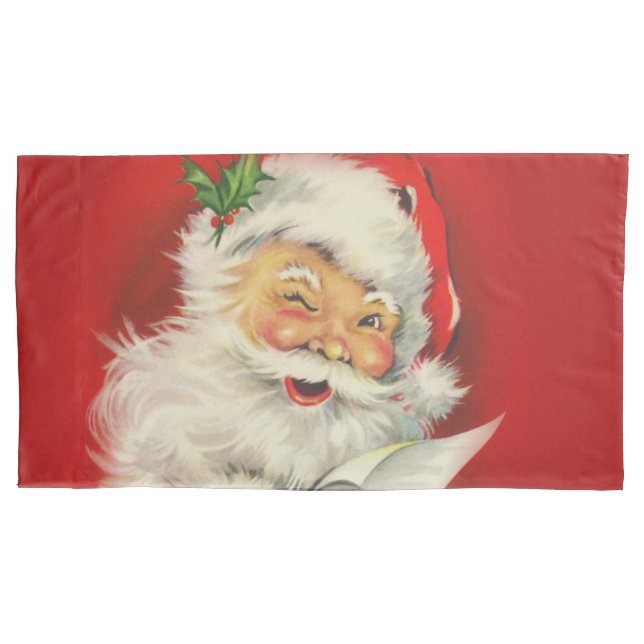 Vintage Santa Claus Christmas Pillowcase (Front-Left)