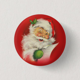 Vintage Santa Claus Christmas Pinback Button