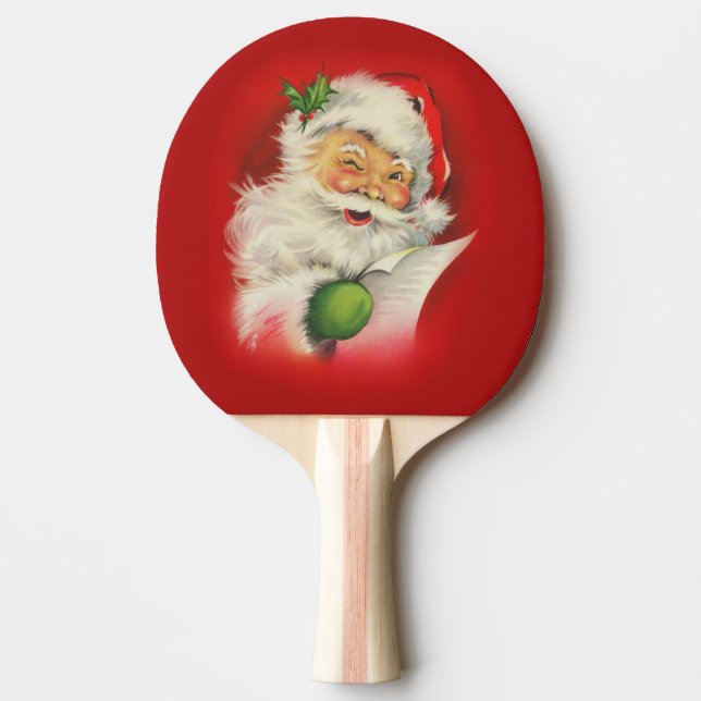 Vintage Santa Claus Christmas Ping-Pong Paddle (Front)