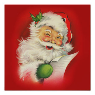 Vintage Santa Claus Christmas Poster