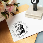 Vintage Santa Claus Christmas Return Address Rubber Stamp<br><div class="desc">Classic design with santa's face with name and address around the outside. Circle border is optional.</div>
