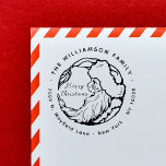 Vintage Santa Claus Christmas Return Address  Self-inking Stamp<br><div class="desc">This festive design features a vintage image of Santa Claus with the greetings ´´Merry Christmas´´´ in whimsical script above. A family name and return address - both are fully editable, are placed on the outside, in the circle, and are written in easy-to-read, round font. To personalize this stamp, simply click...</div>