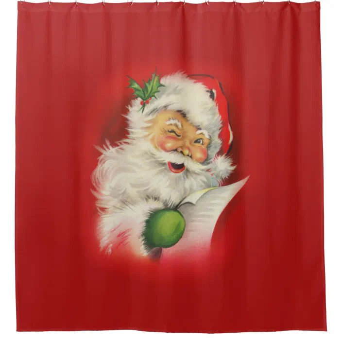Vintage Santa Shower Curtain 