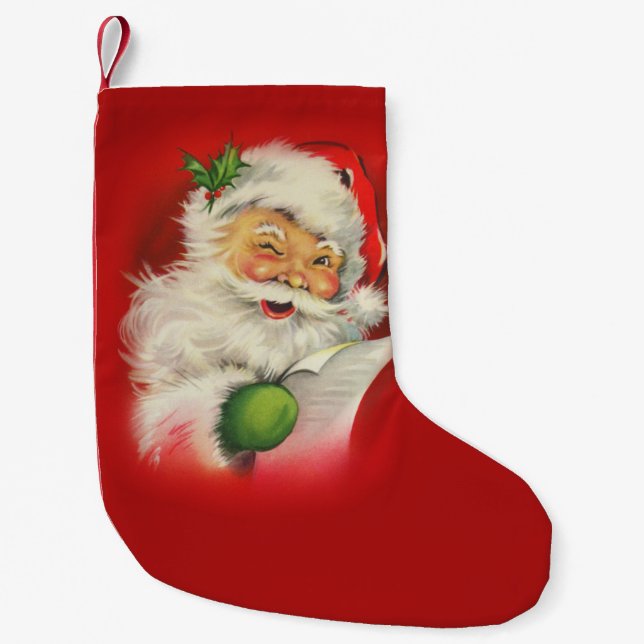 Vintage Santa Claus Christmas Small Christmas Stocking (Front)