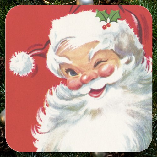 Vintage Santa Claus Christmas Square Sticker