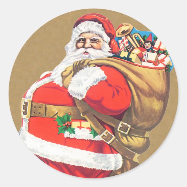 Vintage Santa Claus Christmas sticker (Front)