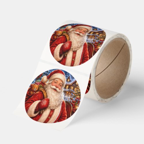 Vintage Santa Claus Christmas Sticker Roll