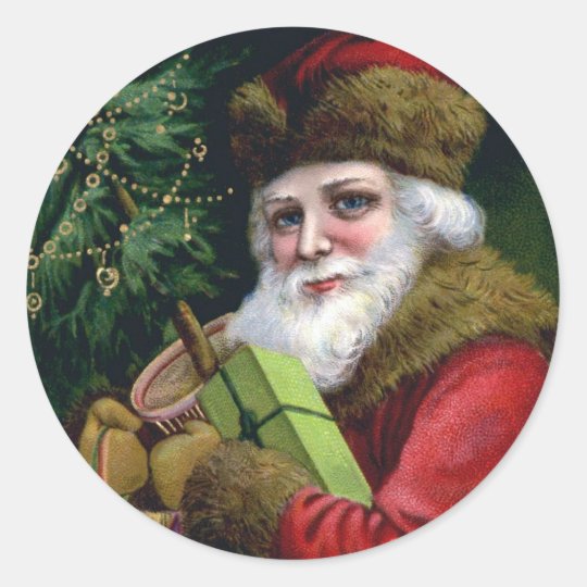 Vintage Santa Claus Christmas Stickers | Zazzle.com