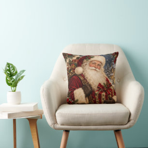 Vintage Santa Claus Christmas Throw Pillow