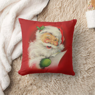 Vintage Santa Claus Christmas Throw Pillow