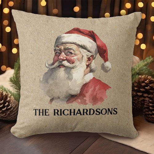 Vintage Santa Claus Christmas Throw Pillow