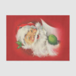Vintage Santa Claus Christmas Tissue Paper<br><div class="desc">Original cute vintage holiday Santa Claus victorian illustration on dark red background.</div>