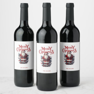 Vintage Santa Claus Christmas Wine Label