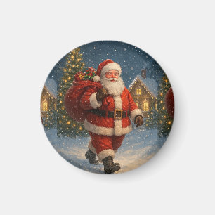 Vintage Santa Claus Christmas Winter Wonderland Magnet