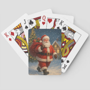 Vintage Santa Claus Christmas Winter Wonderland Poker Cards