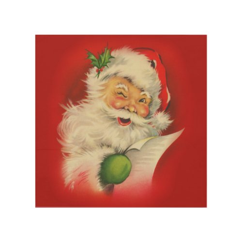 Vintage Santa Claus Christmas Wood Wall Art