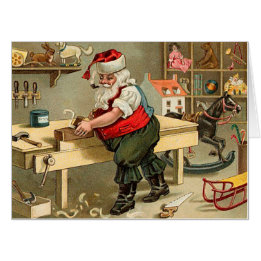 Vintage Santa Claus Christmas Workshop Card