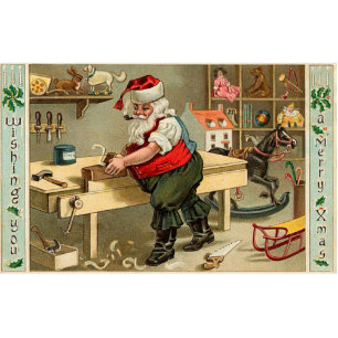 Vintage Santa Claus Christmas Workshop Cutout