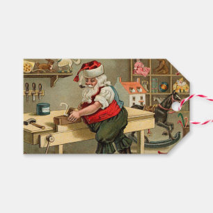 Vintage Santa Claus Christmas Workshop Gift Tags