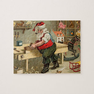 Vintage Santa Claus Christmas Workshop Jigsaw Puzzle