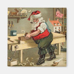 Vintage Santa Claus Christmas Workshop Magnet