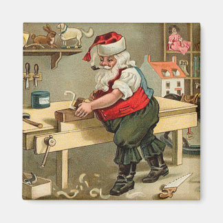 Vintage Santa Claus Christmas Workshop Magnet