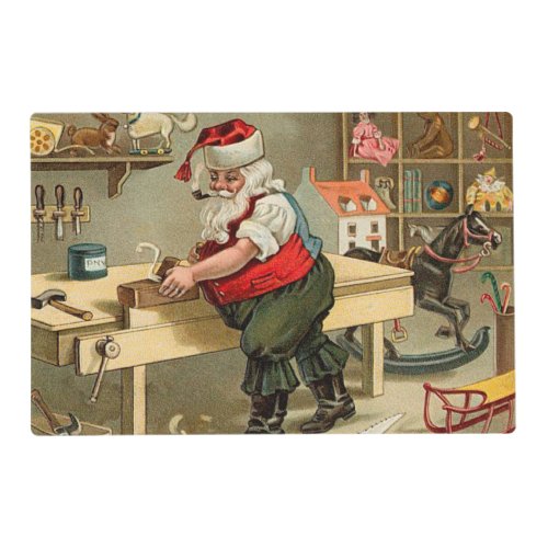 Vintage Santa Claus Christmas Workshop Placemat