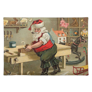 Vintage Santa Claus Christmas Workshop Placemat