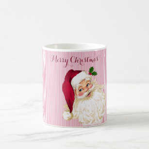 Vintage Santa Claus Cranberry Stripe Coffee Mug