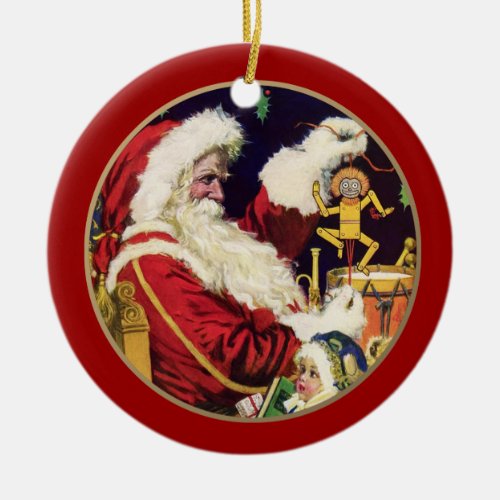 Vintage Santa Claus Custom Christmas  Ceramic Ornament