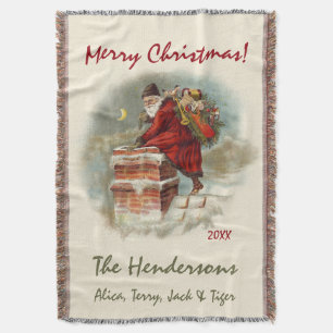 Vintage Santa Claus Custom Christmas Throw Blanket