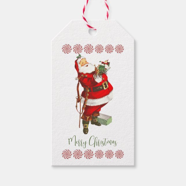 Vintage Santa Claus Custom Gift Tags (Front)