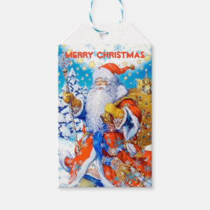 Vintage Santa Claus Custom Merry Christmas Gift Tags