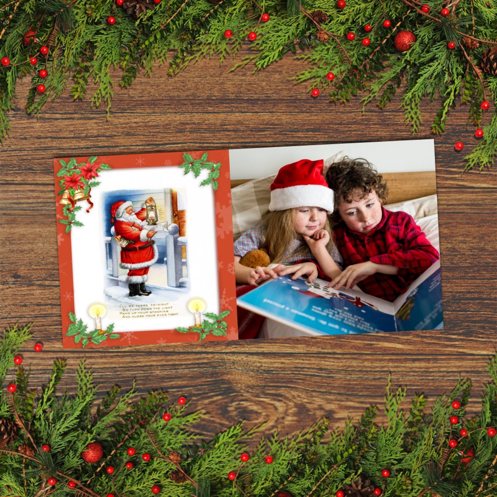 Vintage Santa Claus Custom Photo Holiday Card