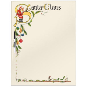 Vintage Santa Claus, Decorative Christmas Border Dry Erase Board