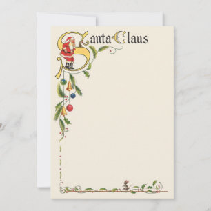 Vintage Santa Claus, Decorative Christmas Border Holiday Card