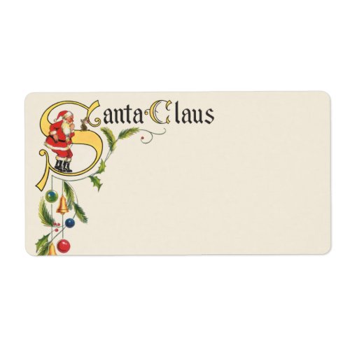 Vintage Santa Claus Decorative Christmas Border Label
