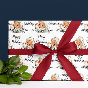 Vintage Santa Claus Editable Text Christmas Wrapping Paper