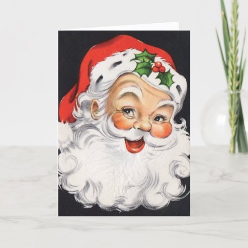 Vintage Santa Claus Face Christmas Holiday Card