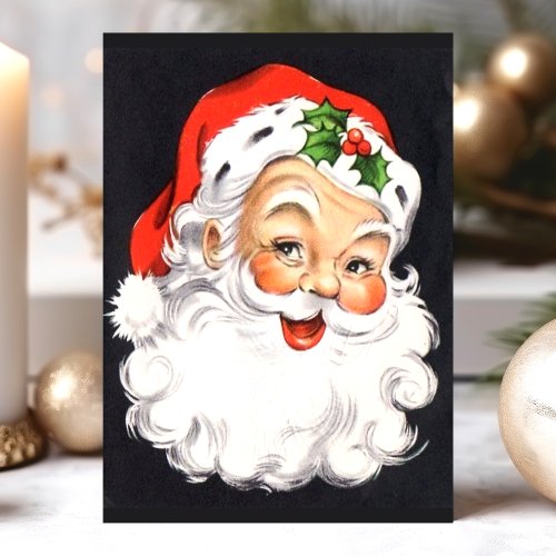 Vintage Santa Claus Face Christmas Holiday Postcard