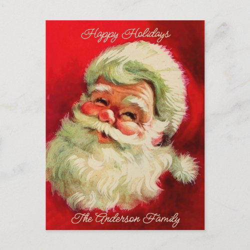 Christmas Greeting Cards 12 Vintage Santa Claus Face Personalized Custom Holiday Postcard