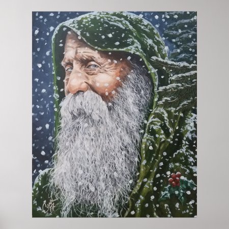 Vintage Santa Claus, Father Yule, Christmas Poster
