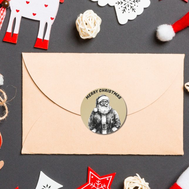 Vintage Santa Claus Gold Classic Round Sticker (Creator Uploaded)