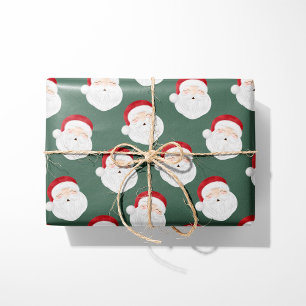 Vintage Santa Claus Green Wrapping Paper