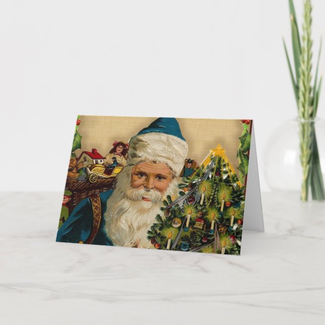 Vintage Santa Claus- Happy Holidays: Greeting Card (Front)